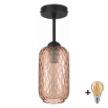BRILAGI - LED przysufitowy żyrandol RETRO GLASS 1xE27/60W/230V śr. 14 cm czarny/dymny brązowy