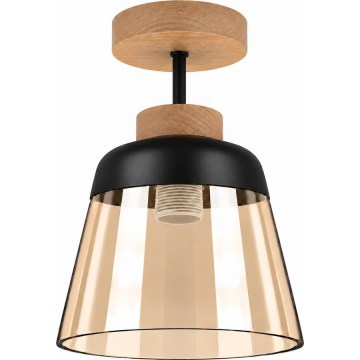 BRILAGI - LED Przysufitowy żyrandol RETRO GLASS 1xE27/60W/230V śr. 15,5 cm dąb/przydymiony beż