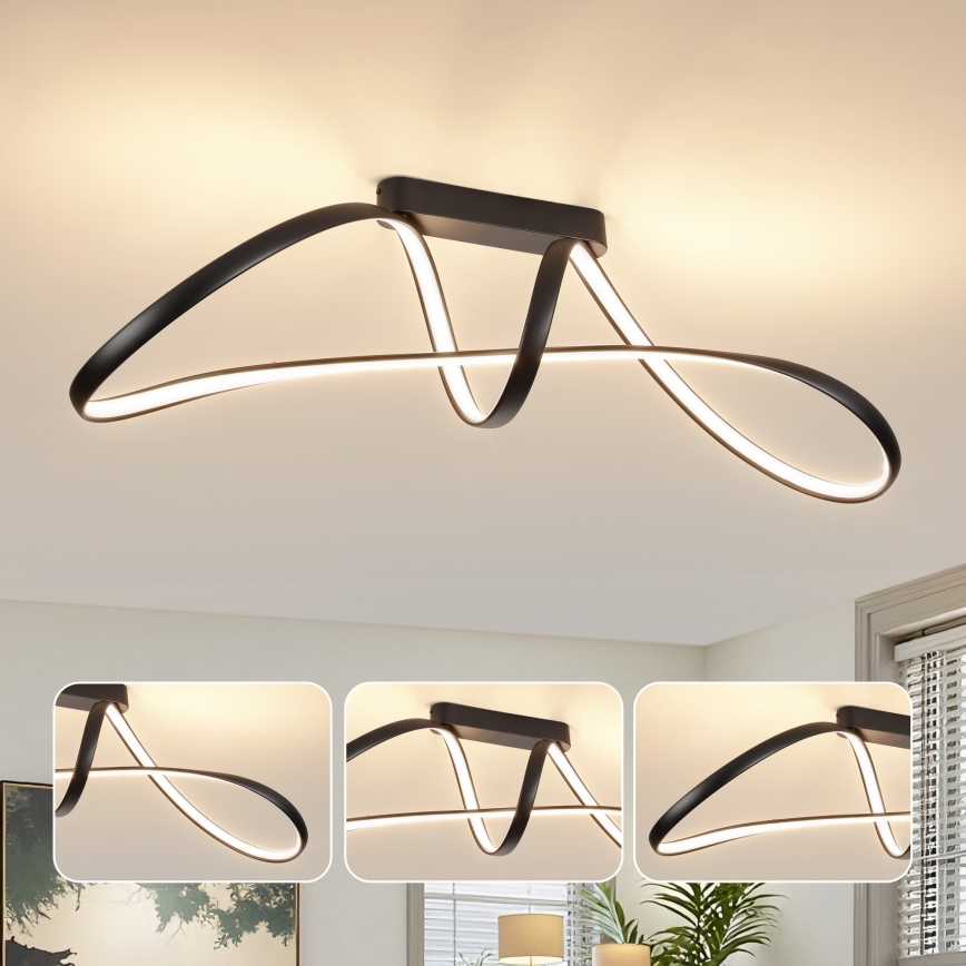 Brilagi - ściemnialny przysufitowy żyrandol TWISTER LED/60W/230V 3000-6000K czarny + zdalne sterowanie