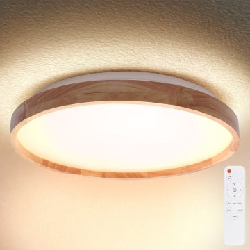 Brilagi - LED Regulowane natynkowe oświetlenie sufitowe ALSON LED/48W/230V 3000-6500K dąb śr. 39,5 cm + pilot do zdalnego sterowania