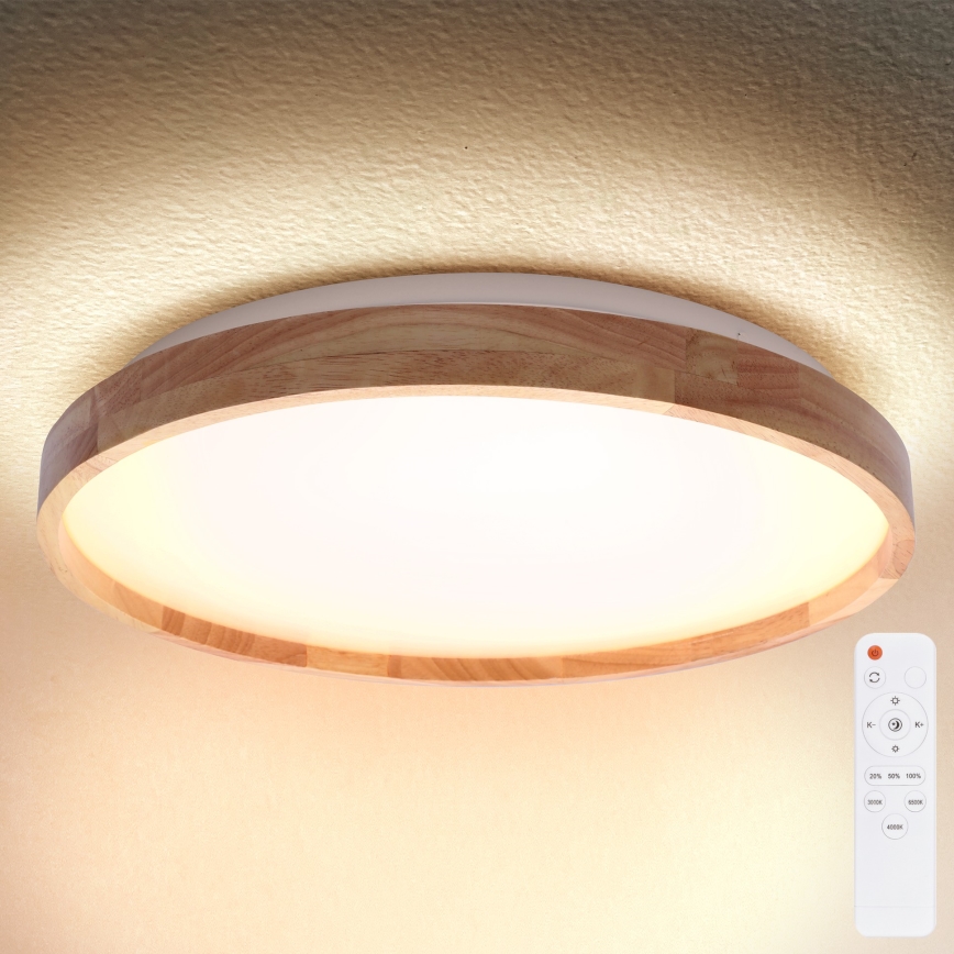 Brilagi - LED Regulowane natynkowe oświetlenie sufitowe ALSON LED/48W/230V 3000-6500K dąb śr. 39,5 cm + pilot do zdalnego sterowania