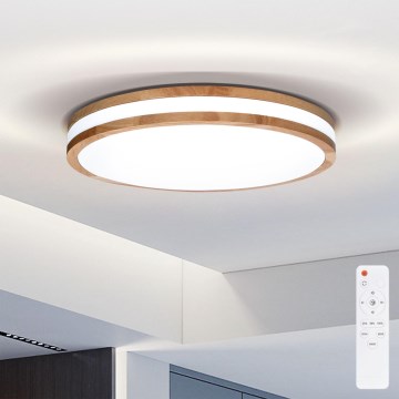 Brilagi - LED Regulowane natynkowe oświetlenie sufitowe MOLINA LED/48W/230V 3000-6500K dąb śr. 38 cm + pilot do zdalnego sterowania