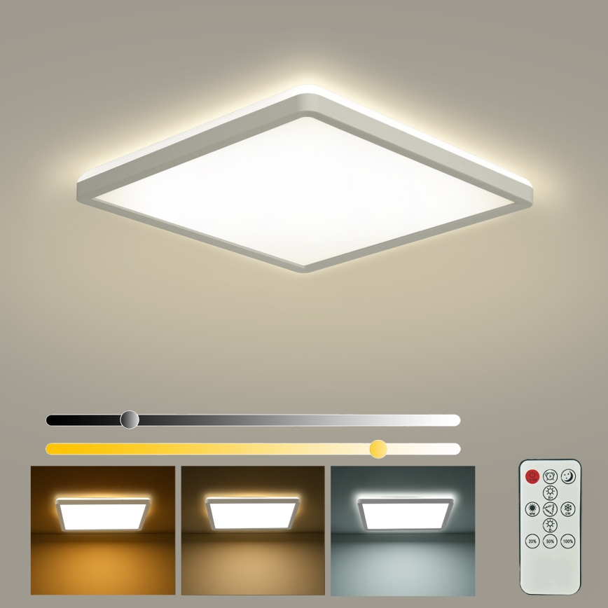 Brilagi - LED Regulowane natynkowe oświetlenie sufitowe ULTRA SLIM LED/18W/230V 2700-6500K 30x30 cm białe + pilot do zdalnego sterowania