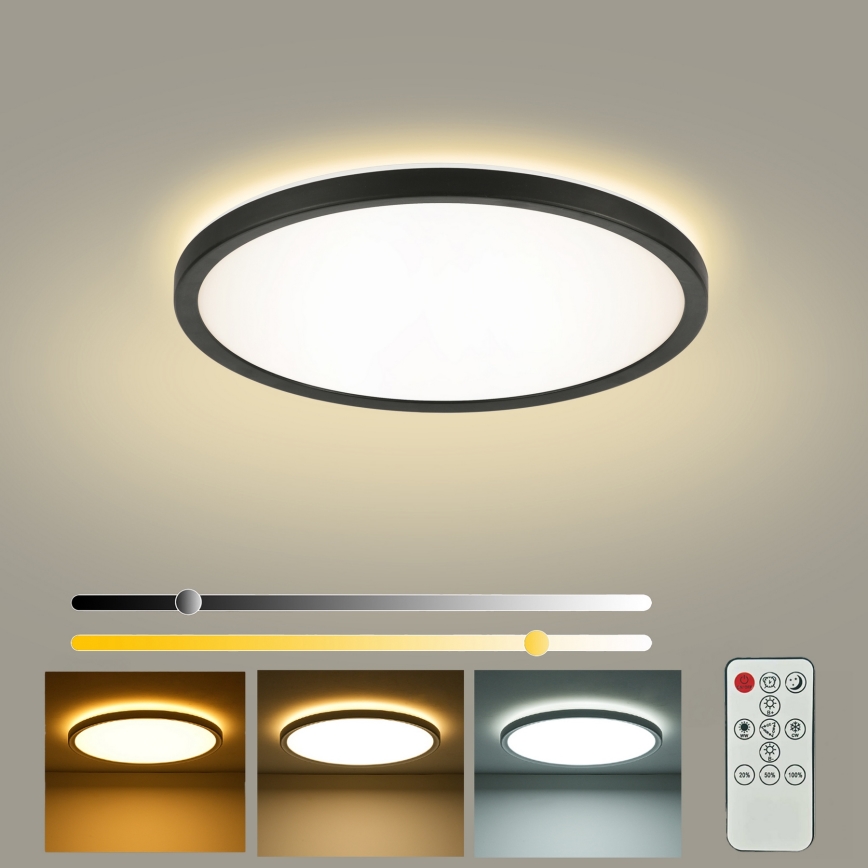 Brilagi - LED Regulowane natynkowe oświetlenie sufitowe ULTRA SLIM LED/18W/230V 2700-6500K śr. 30 cm czarne + pilot do zdalnego sterowania