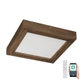 Brilagi - LED regulowane oświetlenie sufitowe do łazienki WOODY FRAME LED/24W/230V dąb orzech 30x30 cm 3000-6000K IP44 + pilot zdalnego sterowania