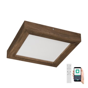 Brilagi - LED regulowane oświetlenie sufitowe do łazienki WOODY FRAME LED/24W/230V dąb orzech 30x30 cm 3000-6000K IP44 + pilot zdalnego sterowania