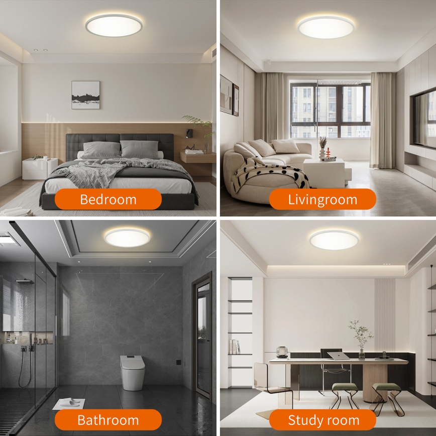 Brilagi - LED Lampa ściemnialna z czujnikiem ruchu i zmierzchu ULTRA SLIM LED/18W/230V śr. 30 cm + pilot do zdalnego sterowania