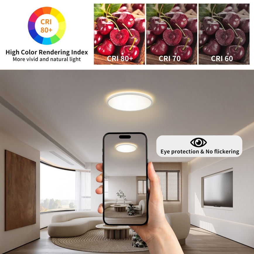 Brilagi - LED Lampa ściemnialna z czujnikiem ruchu i zmierzchu ULTRA SLIM LED/18W/230V śr. 30 cm + pilot do zdalnego sterowania