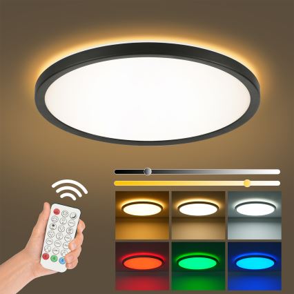 Brilagi - LED RGBW ściemnialna lampa sufitowa ULTRA SLIM LED/18W/230V 2700-6500K śr. 30 cm czarna + pilot zdalnego sterowania