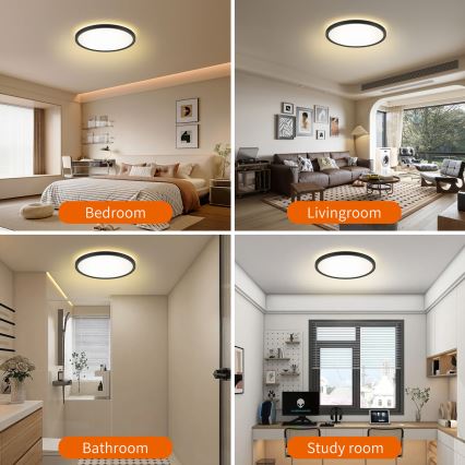 Brilagi - LED RGBW ściemnialna lampa sufitowa ULTRA SLIM LED/18W/230V 2700-6500K śr. 30 cm czarna + pilot zdalnego sterowania