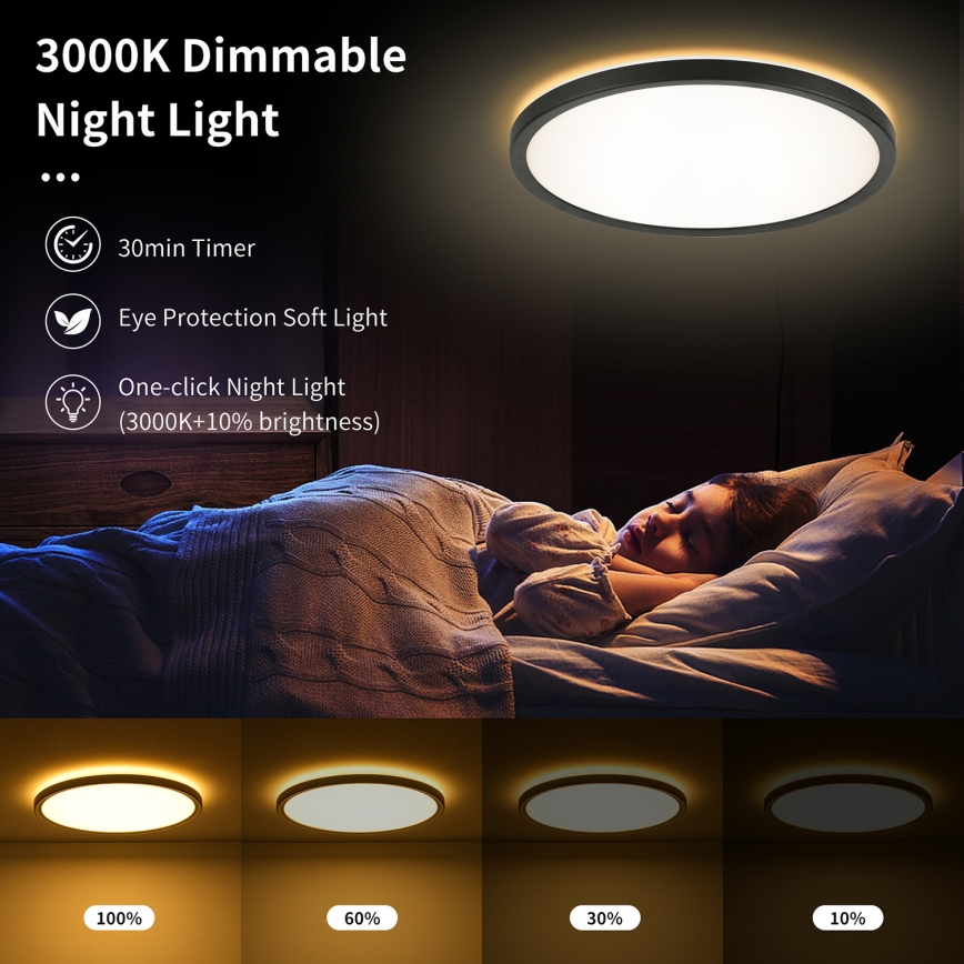 Brilagi - LED RGBW ściemnialna lampa sufitowa ULTRA SLIM LED/18W/230V 2700-6500K śr. 30 cm czarna + pilot zdalnego sterowania