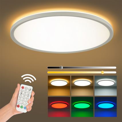 Brilagi - LED RGBW ściemnialna lampa sufitowa ULTRA SLIM LED/18W/230V 2700-6500K śr. 30 cm biała + pilot do zdalnego sterowania