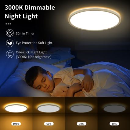 Brilagi - LED RGBW ściemnialna lampa sufitowa ULTRA SLIM LED/18W/230V 2700-6500K śr. 30 cm biała + pilot do zdalnego sterowania
