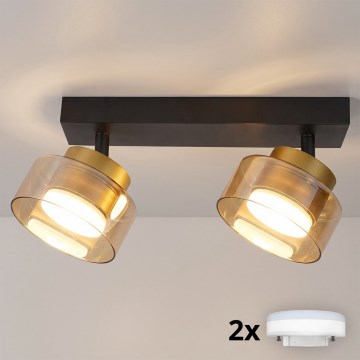 Brilagi - LED RGB+CCT ściemnialna oprawa punktowa AURA LUX 2xGX53/14W/230V 2700-6500K Wi-Fi Tuya czarna/złota