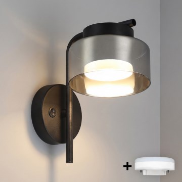Brilagi - LED RGB+CCT ściemnialny kinkiet AURA LUX 1xGX53/14W/230V 2700-6500K Wi-Fi Tuya czarny/dymiony