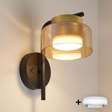 Brilagi - LED RGB+CCT ściemnialny kinkiet AURA LUX 1xGX53/14W/230V 2700-6500K Wi-Fi Tuya czarny/złoty