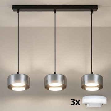 Brilagi - LED RGB+CCT ściemnialny żyrandol na linkach AURA LUX 3xGX53/14W/230V 2700-6500K Wi-Fi Tuya czarny/dymiony