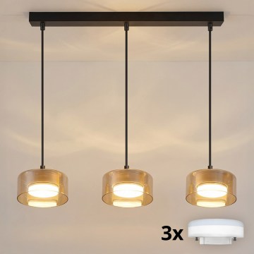 Brilagi - LED RGB+CCT ściemnialny żyrandol na linkach AURA LUX 3xGX53/14W/230V 2700-6500K Wi-Fi Tuya czarny/złoty