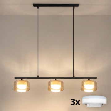 Brilagi - LED RGB+CCT ściemnialny żyrandol na linkach AURA LUX 3xGX53/14W/230V 2700-6500K Wi-Fi Tuya czarny/złoty