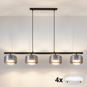 Brilagi - LED RGB+CCT ściemnialny żyrandol na linkach AURA LUX 4xGX53/14W/230V 2700-6500K Wi-Fi Tuya czarny/przydymiony