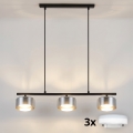 Brilagi - LED RGB+CCT ściemnialny żyrandol wiszący na linkach AURA LUX 3xGX53/14W/230V 2700-6500K Wi-Fi Tuya czarny/dymiony