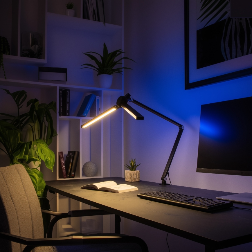 Brilagi - ściemnialna dotykowa lampka biurkowa z klipsem LED RGBTW VARIO LED/18W/230V 3000-6500K CRI 96 czarna
