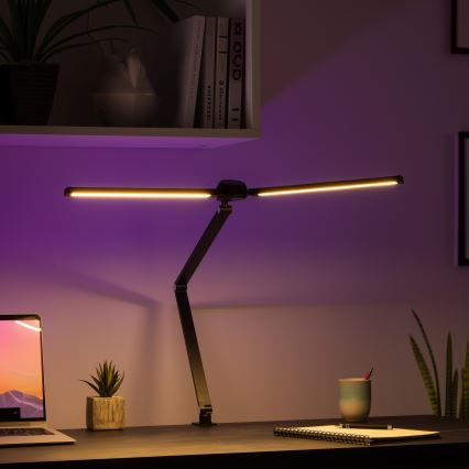 Brilagi - ściemnialna dotykowa lampka biurkowa z klipsem LED RGBTW VARIO LED/18W/230V 3000-6500K CRI 96 czarna