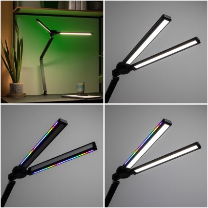 Brilagi - ściemnialna dotykowa lampka biurkowa z klipsem LED RGBTW VARIO LED/18W/230V 3000-6500K CRI 96 czarna