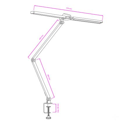 Brilagi - ściemnialna dotykowa lampka biurkowa z klipsem LED RGBTW VARIO LED/18W/230V 3000-6500K CRI 96 czarna