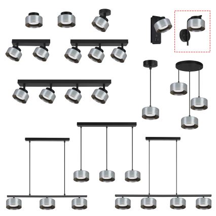 Brilagi - LED RGB+CCT ściemnialny kinkiet AURA LUX 1xGX53/14W/230V 2700-6500K Wi-Fi Tuya czarny/dymiony