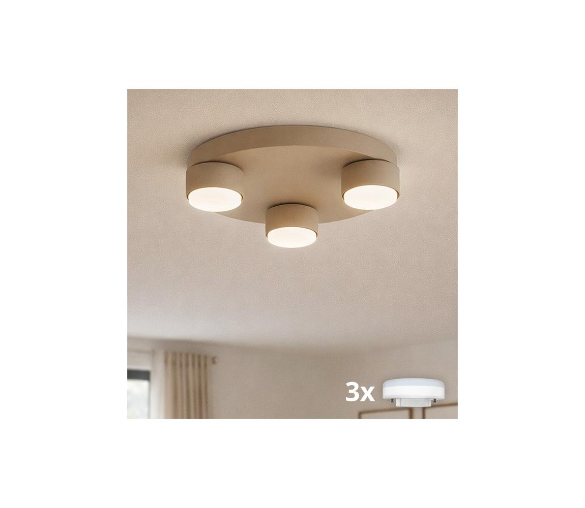 Brilagi-LED RGB ściemnialna lampa sufitowa MONO 3xGX53/14W/230V Wi-Fi Tuya średnica 30 cm beżowa