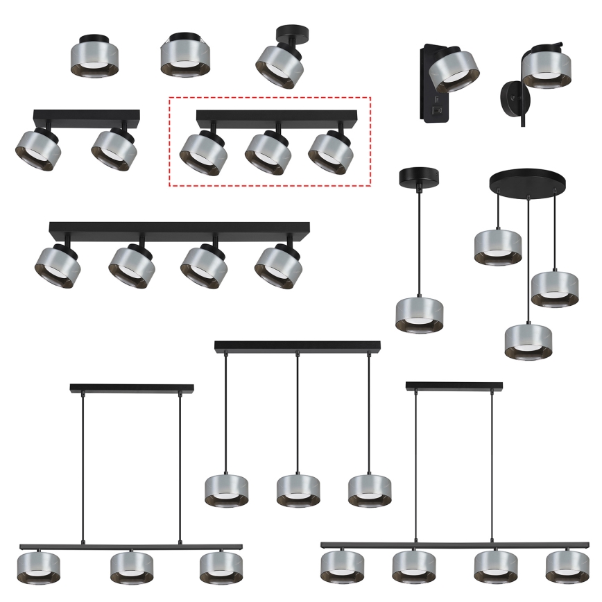 Brilagi - LED RGB+CCT Ściemnialna oprawa punktowa AURA LUX 3xGX53/14W/230V 2700-6500K Wi-Fi Tuya czarny/dymowy