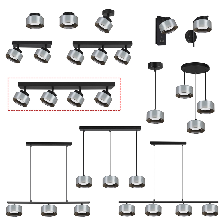 Brilagi - LED RGB+CCT ściemnialna oprawa punktowa AURA LUX 4xGX53/14W/230V 2700-6500K Wi-Fi Tuya czarny/przydymiony