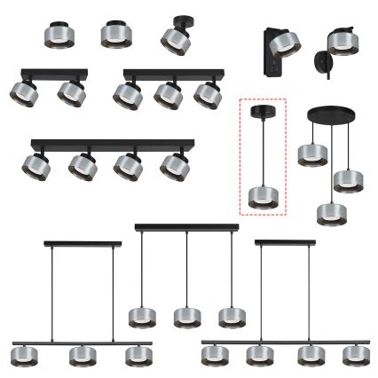 Brilagi - LED RGB+CCT ściemnialny żyrandol na przewodzie AURA LUX 1xGX53/14W/230V 2700-6500K Wi-Fi Tuya czarny/przydymiony