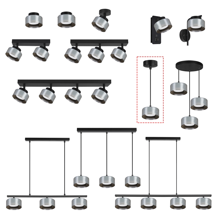 Brilagi - LED RGB+CCT ściemnialny żyrandol na przewodzie AURA LUX 1xGX53/14W/230V 2700-6500K Wi-Fi Tuya czarny/przydymiony