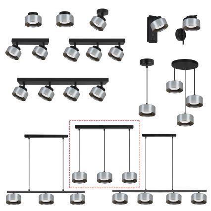Brilagi - LED RGB+CCT ściemnialny żyrandol na linkach AURA LUX 3xGX53/14W/230V 2700-6500K Wi-Fi Tuya czarny/dymiony