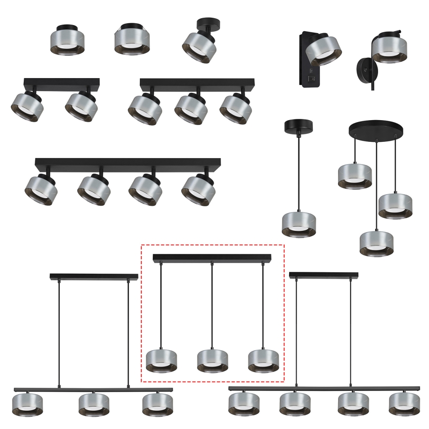 Brilagi - LED RGB+CCT ściemnialny żyrandol na linkach AURA LUX 3xGX53/14W/230V 2700-6500K Wi-Fi Tuya czarny/dymiony