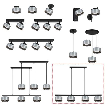 Brilagi - LED RGB+CCT ściemnialny żyrandol na linkach AURA LUX 4xGX53/14W/230V 2700-6500K Wi-Fi Tuya czarny/przydymiony