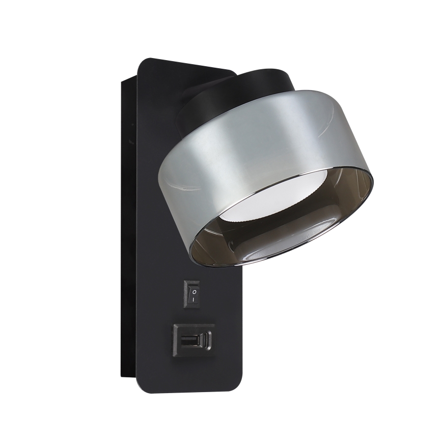 Brilagi - LED RGB+CCT Ściemnialna lampa ścienna z portem USB AURA LUX 1xGX53/14W/230V 2700-6500K Wi-Fi Tuya czarny/przydymiony