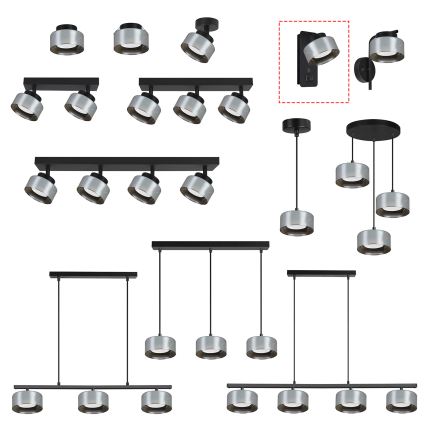 Brilagi - LED RGB+CCT Ściemnialna lampa ścienna z portem USB AURA LUX 1xGX53/14W/230V 2700-6500K Wi-Fi Tuya czarny/przydymiony