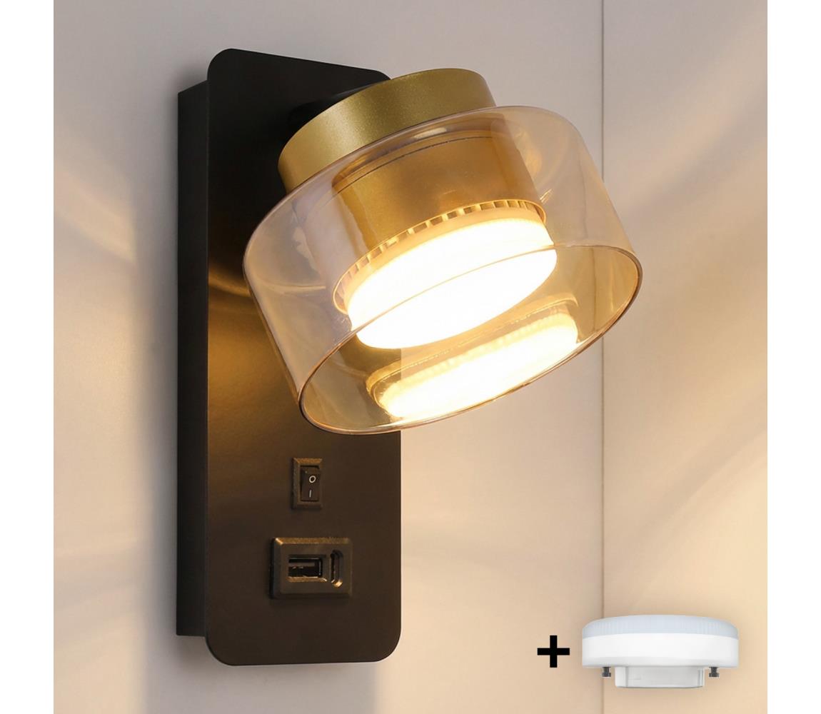 Brilagi-LED RGB ściemniana lampa z USB AURA LUX 1xGX53/14W/230V Wi-Fi Tuya czarna/złota