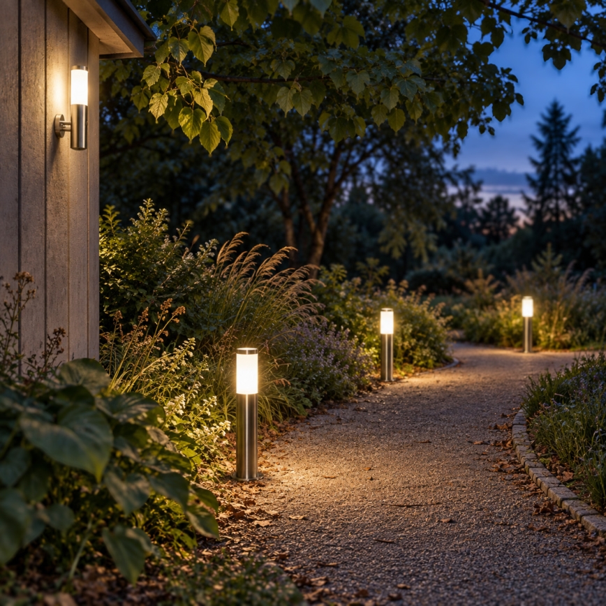 BRILAGI - LED RGBW ściemnialna lampa zewnętrzna ELIA 1xE27/6,5W/230V 2700-6500K IP44 Wi-Fi 50 cm matowy chrom