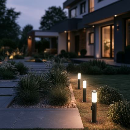BRILAGI - LED RGBW ściemnialna lampa zewnętrzna z gniazdkiem ELIA 1xE27/6,5W/230V 2700–6500K IP44 Wi‑Fi 50 cm antracyt
