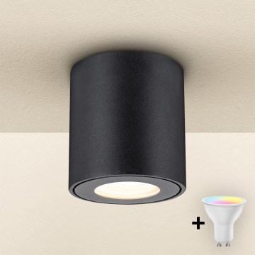 Brilagi - LED RGBW ściemnialna lampa łazienkowa MIA 1xGU10/4,8W/230V 3000K 84x80 mm czarna IP54 + pilot zdalnego sterowania