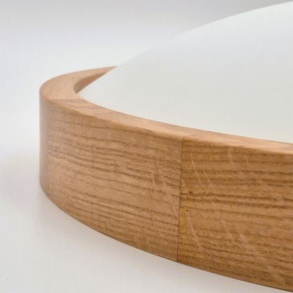 Brilagi - Ściemnialna lampa sufitowa LED RGBW CARVALHO SLIM 2×E27 / 15 W / 230 V, 2700–6500 K, Wi‑Fi, dąb, śr. 37 cm