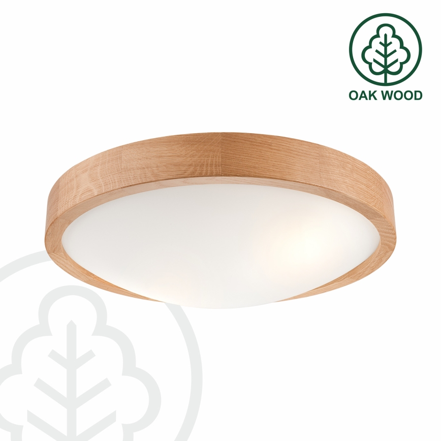 Brilagi - Ściemnialna lampa sufitowa LED RGBW CARVALHO SLIM 2×E27 / 15 W / 230 V, 2700–6500 K, Wi‑Fi, dąb, śr. 37 cm