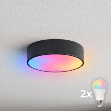 BRILAGI - LED RGBW ściemnialna lampa sufitowa CLARE 2xE27/12W/230V 2700-6500K śr. 30 cm czarna