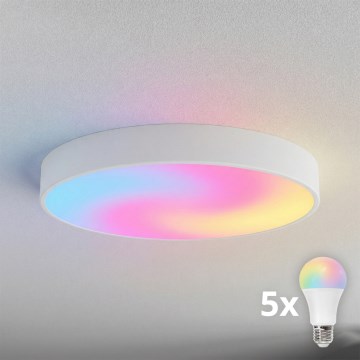 BRILAGI - LED RGBW ściemnialna lampa sufitowa CLARE 5xE27/12W/230V 2700-6500K śr. 60 cm biała