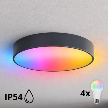 BRILAGI - LED RGBW ściemnialna lampa sufitowa do łazienki CLARE 4xE27/12W/230V śr. 50 cm antracyt IP54
