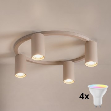 Brilagi - LED RGBW ściemnialna lampa sufitowa SELE 4xGU10/6,5W/230V 2700-6500K beżowa